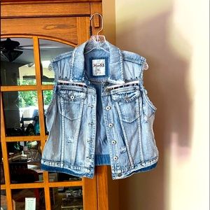 mudd denim button down vest